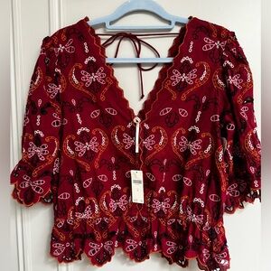 Anthropologie embroidered top! Size medium NWT